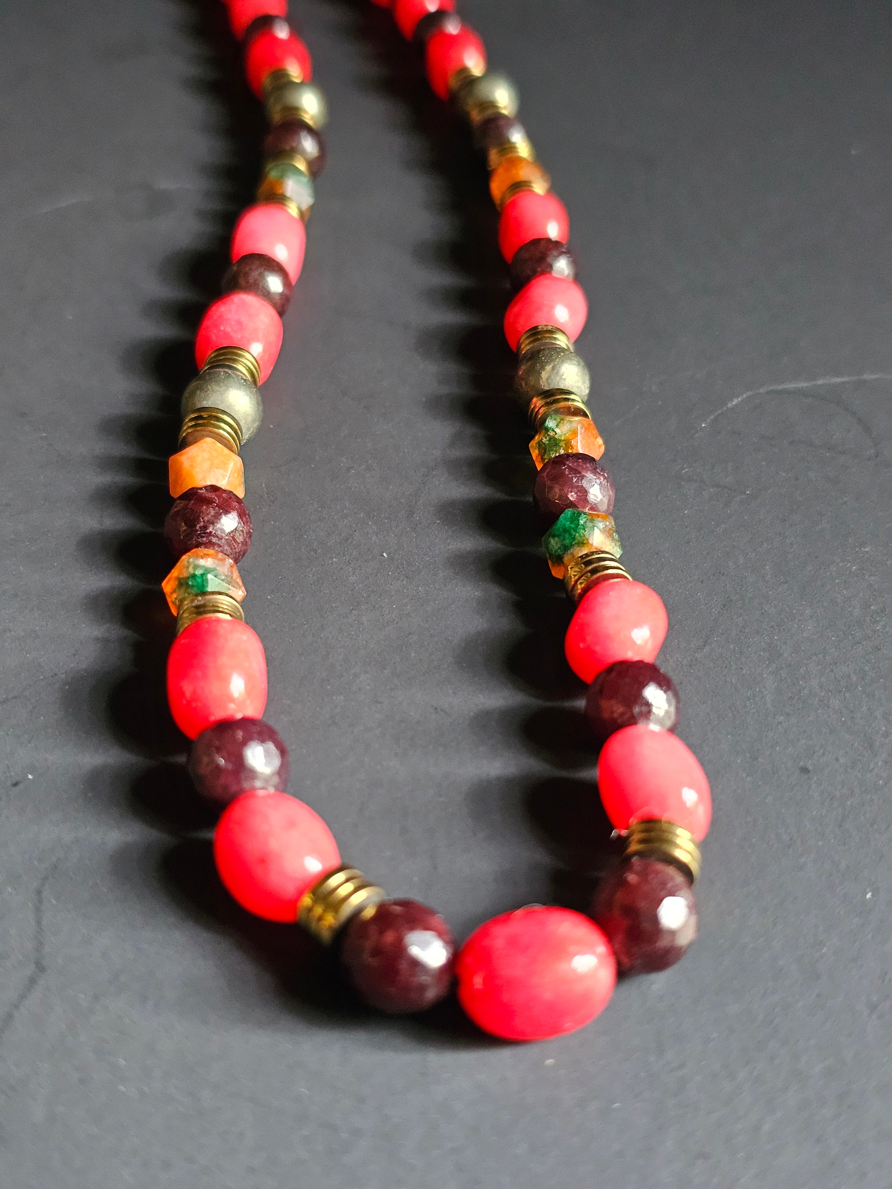 Strawberry Quartz ft. Faceted Garnet, Cantaloupe Jasper, Pyrite & Gold Hematite