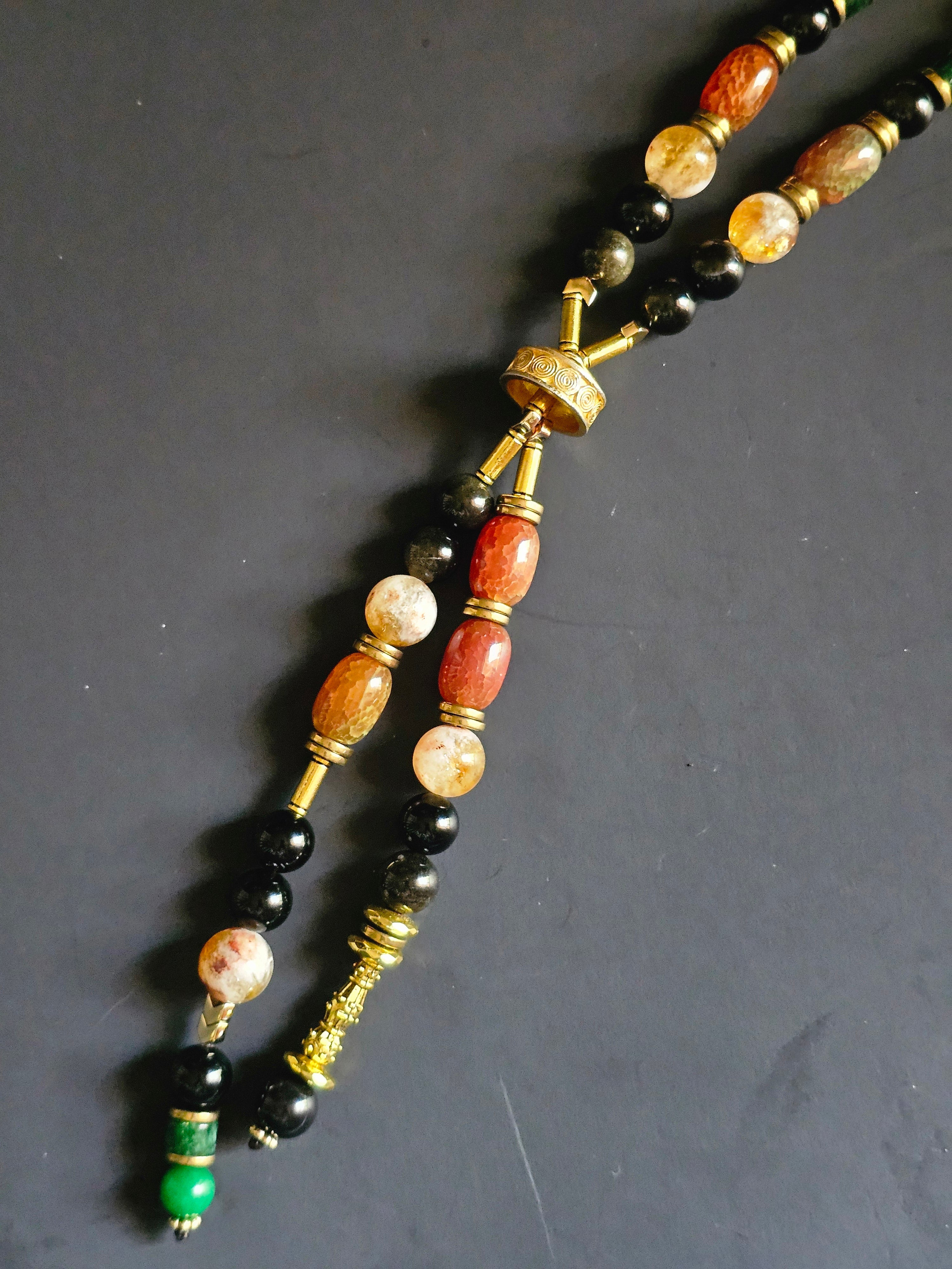 Ethereal Collection: Obsidian & Citrine ft. Mexican Fire Agate & Green Jade