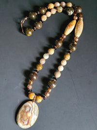 Bronzite & Matte Sunstone ft. Fossilized Coral, Copper-plated Lava Rock, & Copper-tone Hematite Cubes