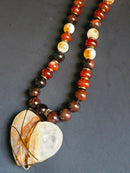 Red Tigers Eye ft. Carnelian, Citrine & Copper-wrapped Golden Healer pendant